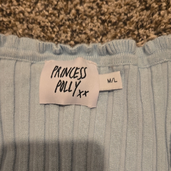 Princess Polly Sky Blue Ribbed Top - Picture 2 of 3